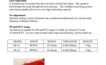 Manual strapping tools with plastic straps TR 13-16